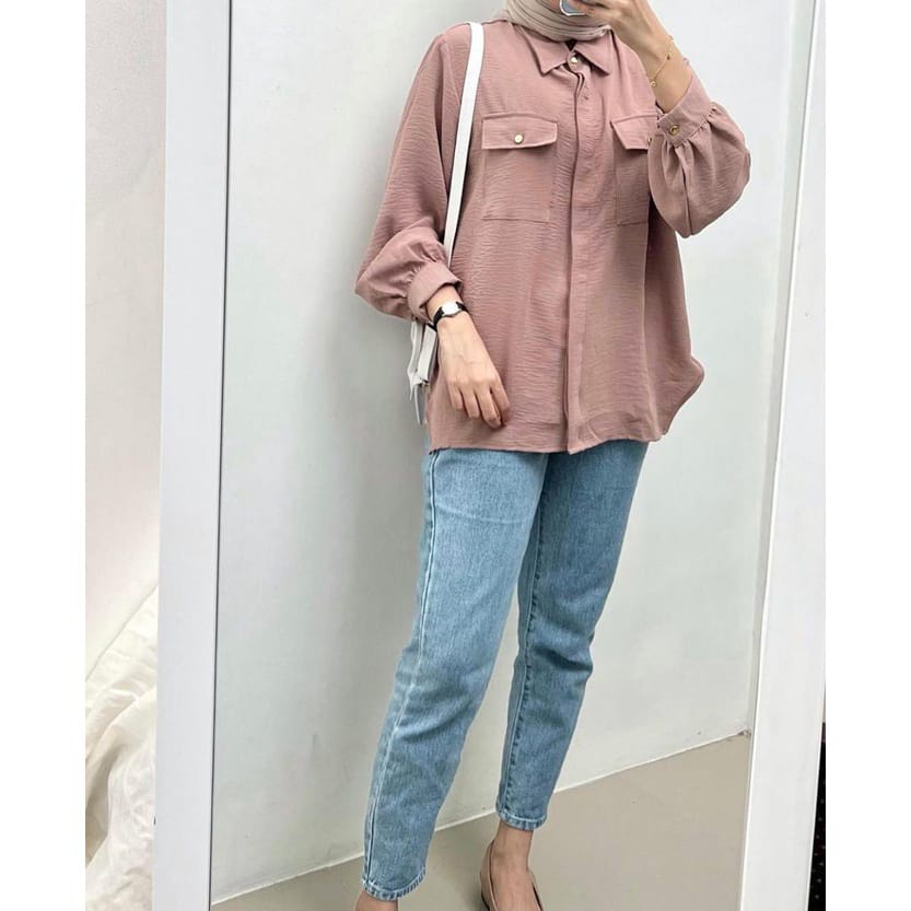 AFI - EC - ⭐️ PREMIUM AIRFLOW CRINCLE ⭐️ Karina Oversize Blouse