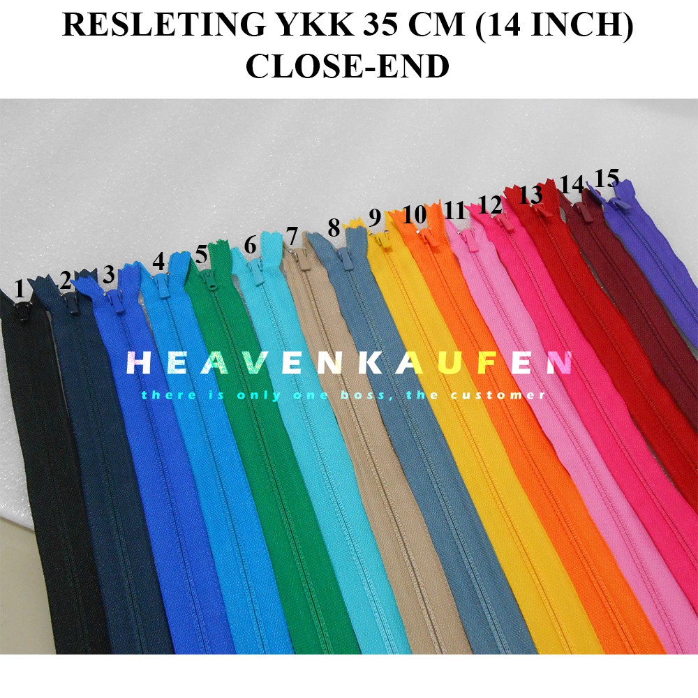 Resleting Sleting Zipper YKK 35 cm Murah Close - End Warna Warni