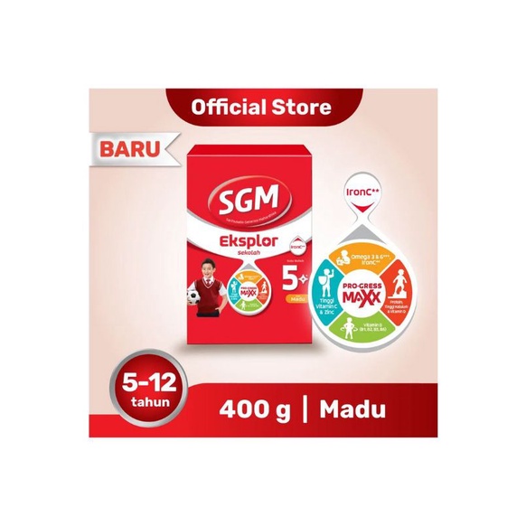 

Sgm Eksplor 5+ Pro-Gressmaxx Susu Pertumbuhan Madu 400G