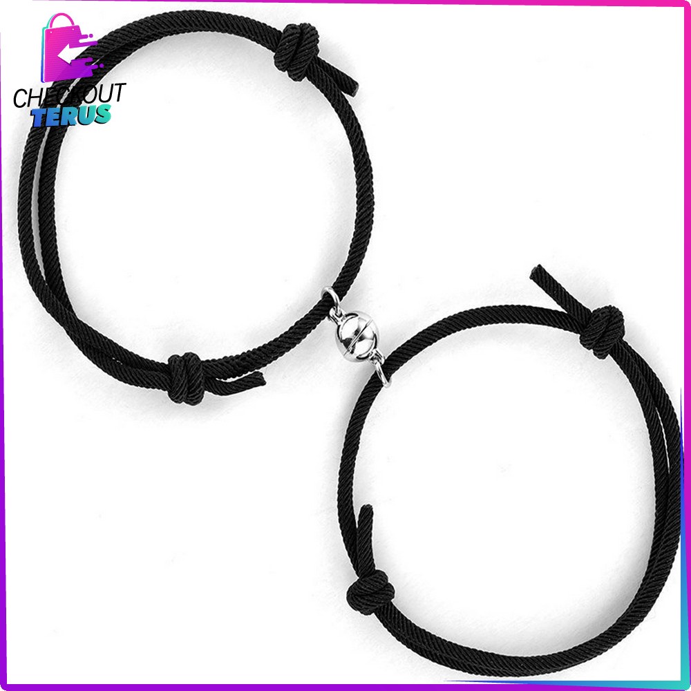 CT K67 Gelang Couple Magnet Fashion Wanita Pria Isi 2PCS Braided Bracelet Gelang Anyaman Tali Persahabatan Gelang Unik