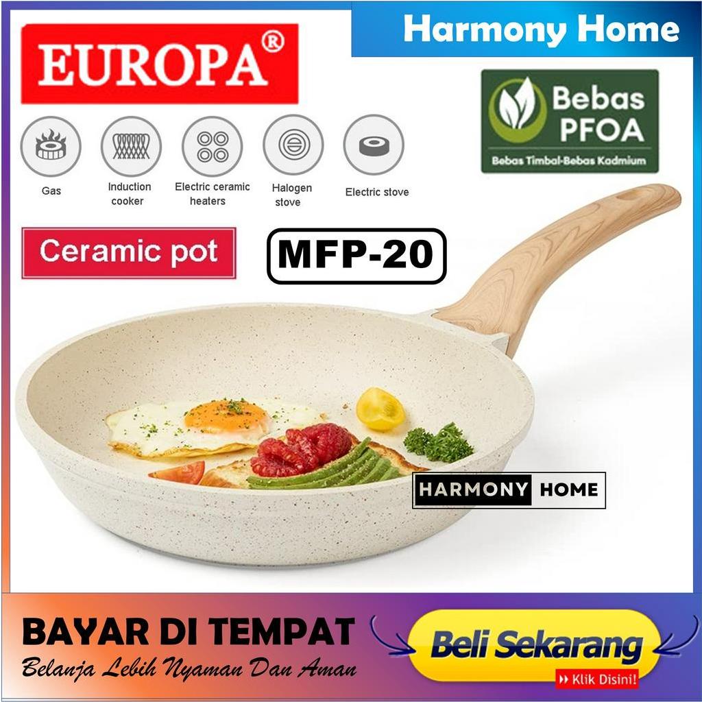 EUROPA Frying Pan 20 CM Coating Marble Non Stick Panci Anti Lengket Frying Pan Wajan Marble Penggorengan Anti Lengket 20 Cm