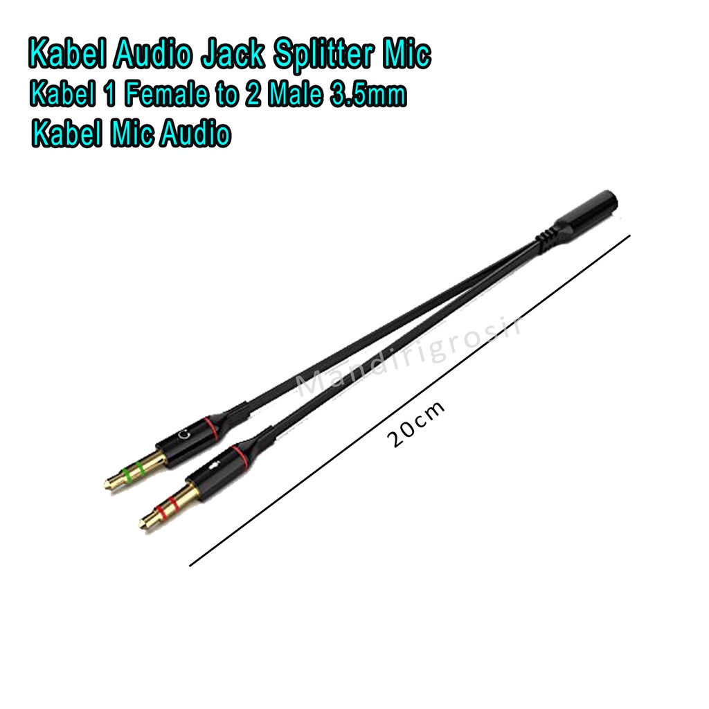 Kabel Audio Jack Splitter Mic *Kabel Audio * Headset 1 Female to 2 Male 3.5mm*