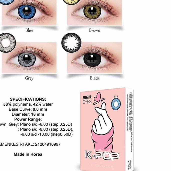 SOFTLENS X2 KPOP NORMAL 16MM KOREA BIG EYES SOFT LENS