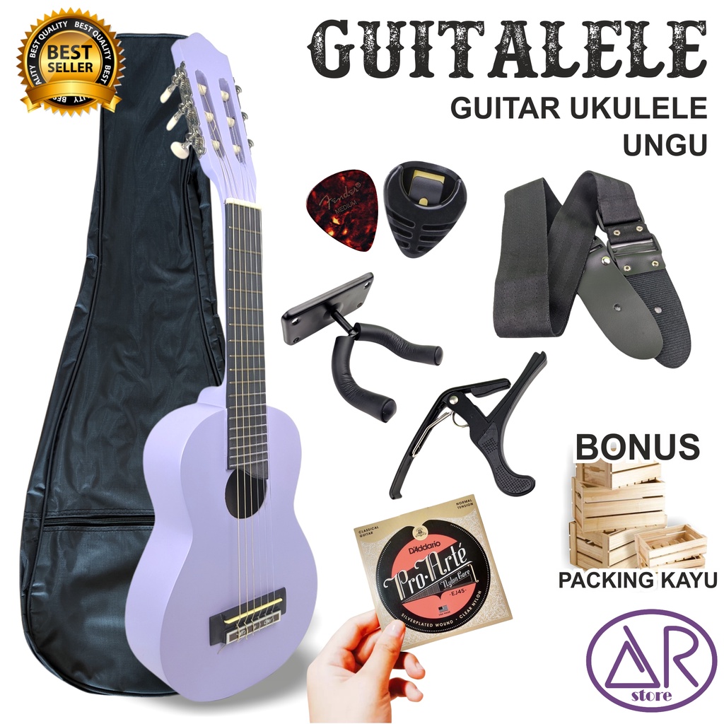 Gitarlele AR Gitar ukulele Guitalele Warna Ungu Senar Daddario