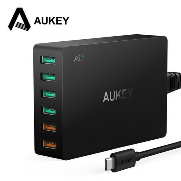 Produk Baru Aukey Charger 6 Port Usb Quick Charge 3.0 Original Pa-T11 - Hitam Murah