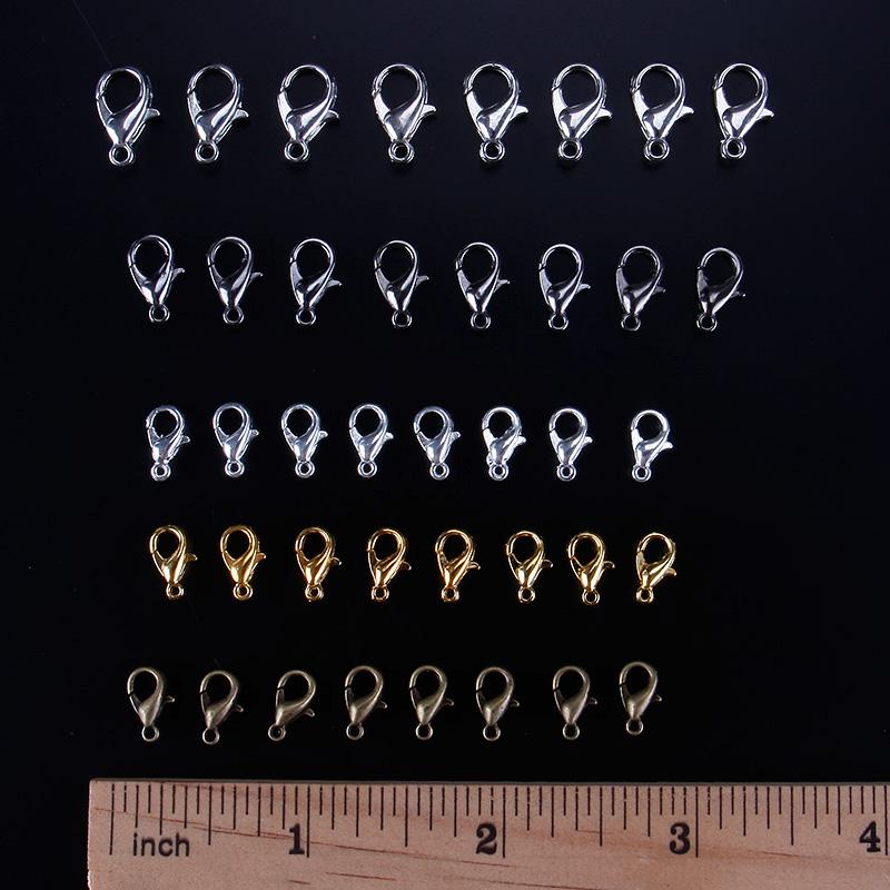 50pcs Lobster Clasp Model Longgar Ukuran 10-14mm Untuk Perhiasan Kalung Gelang