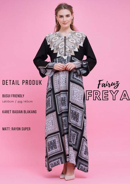 Daster Arab FAIRUZ FREYA Long Dress Rayon Renda import