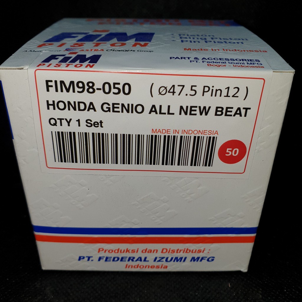 FIM98 PISTON KIT SEHER KIT HONDA GENIO & BEAT 2020 K1A OVERSIZE : STANDART , 50 , 100 ,150 ,200 & 25-2