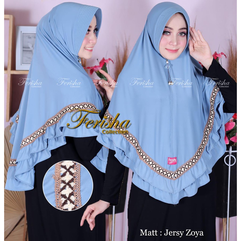 Jilbab Instan Jersey Jumbo  ~ Khimar Jersey Renda ~  Hijab Model Bergo terbaru termurah dan terlaris