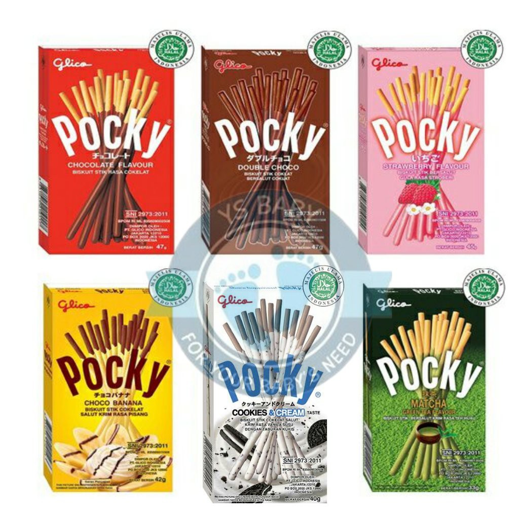 

Glico Pocky C&Cream 40gr / Matcha 33gr / Choco Banana 42gr / Double Choco 47gr Pocky Stick