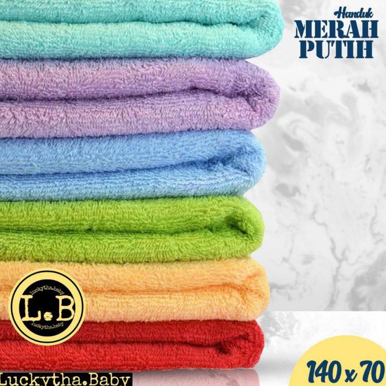 Handuk Dewasa Jumbo Merah Putih By Terry Palmer / Handuk Dewasa / Handuk Polos / Handuk Mandi /Hnduk