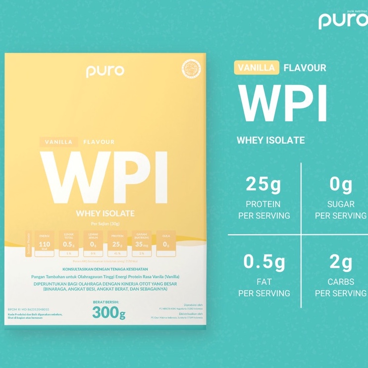 PURO WPI Whey Protein Isolate Plain 300 Gram