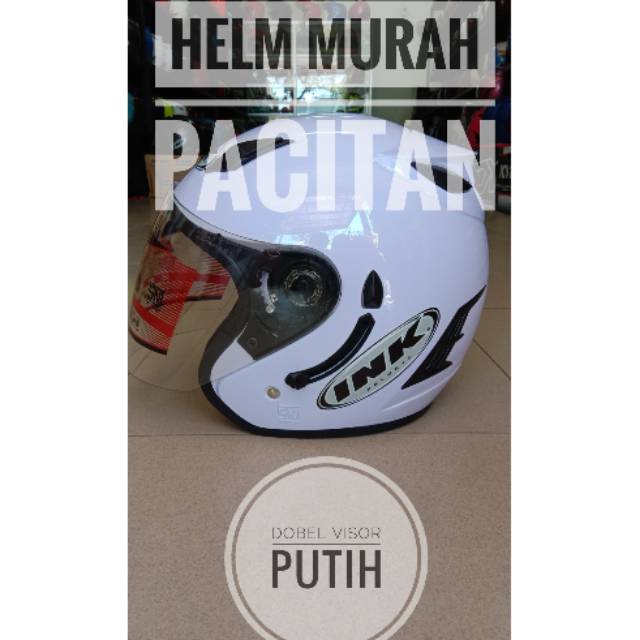 Helm ink kw centro dobel visor warna putih