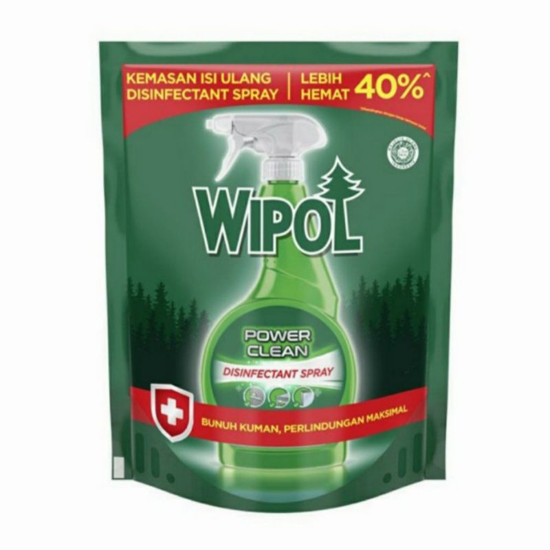 Wipol Power Clean Disinfectant Spray 450ml REFILL /Wipol Desinfektan Permukaan Benda Barang IsiUlang