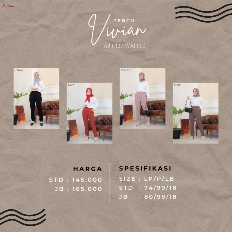 Celana Panjang Vivian Pants Pencil Hitam by Abika|Celana Panjang Murah|Celana Panjang Cewek|Celana P