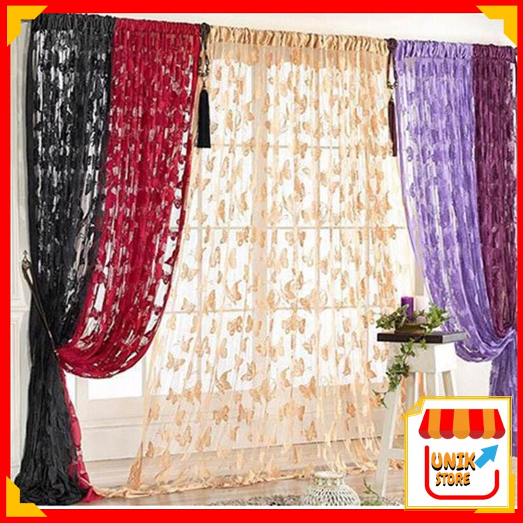 UNIK- H262 Tirai Benang Motif Kupu Kupu Butterfly/Gorden Horden Pembatas Ruangan/Cocok untuk jendela