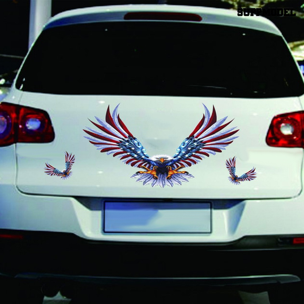 Car 4Pcs / Set Stiker Reflektif Motif Bendera USA / Elang Terbang Untuk Dekorasi Mobil / Truk