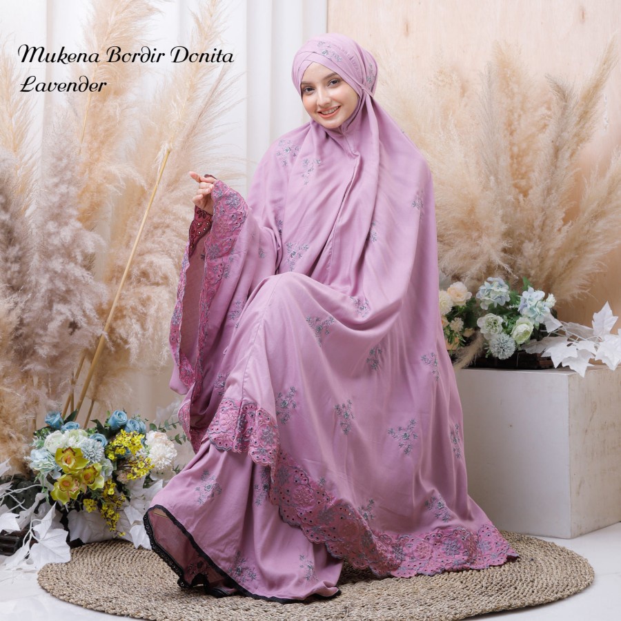 MUKENA BORDIR PREMIUM RENDA MEWAH MUTIARA MAHAR PENGANTIN PUTIH CANTIK KATUN ADEM PRADA E6C4TASIK
