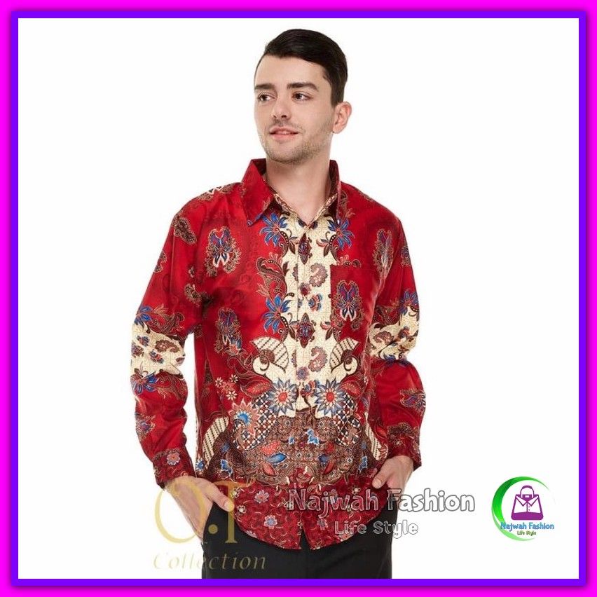 Kemeja Pria Batik Velvet Maroon - Batik Pandawa Maroon Ot