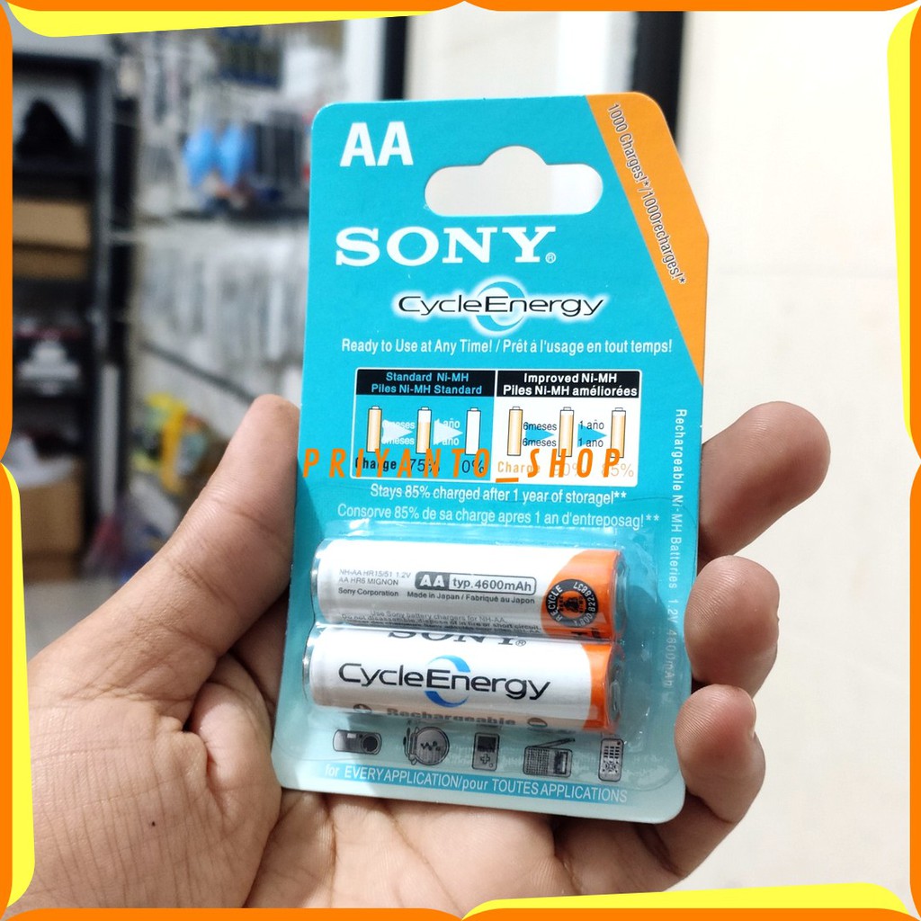 BATERAI SONY A2 AA 4600 mAh ISI 2 CAS ISI ULANG ORIGINAL