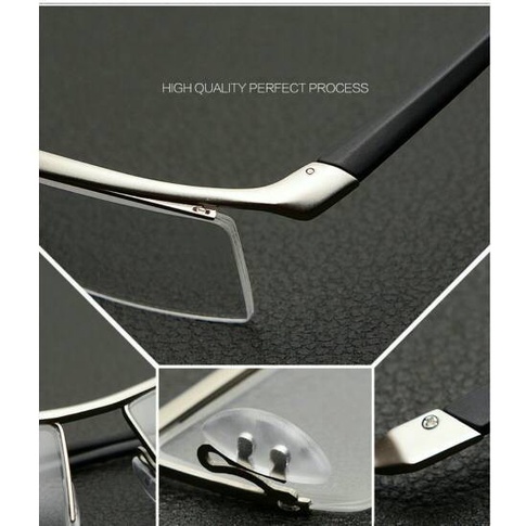 Kacamata Half Frame Titanium + Lensa Essilor Crizal Alize 1.50 Minus New