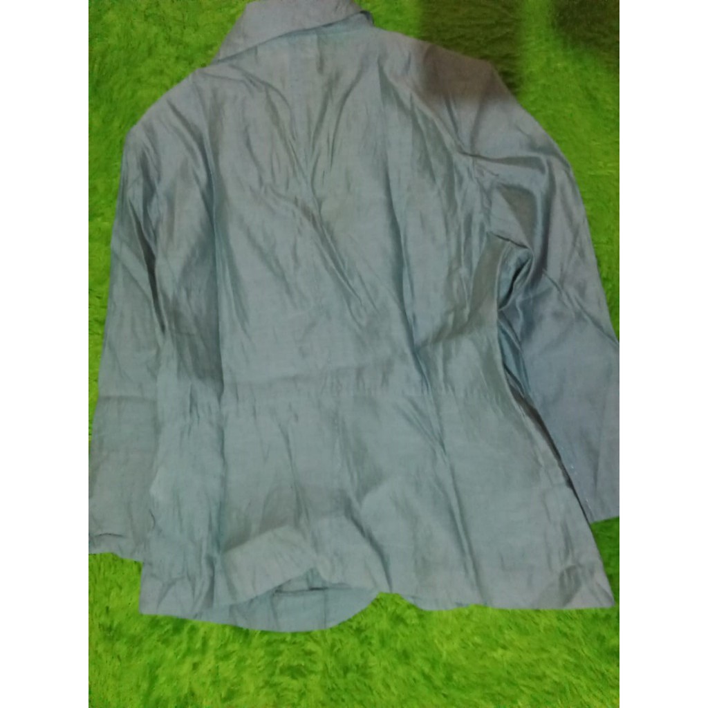 baju pakaian atasan wanita blazer biru lengan panjang