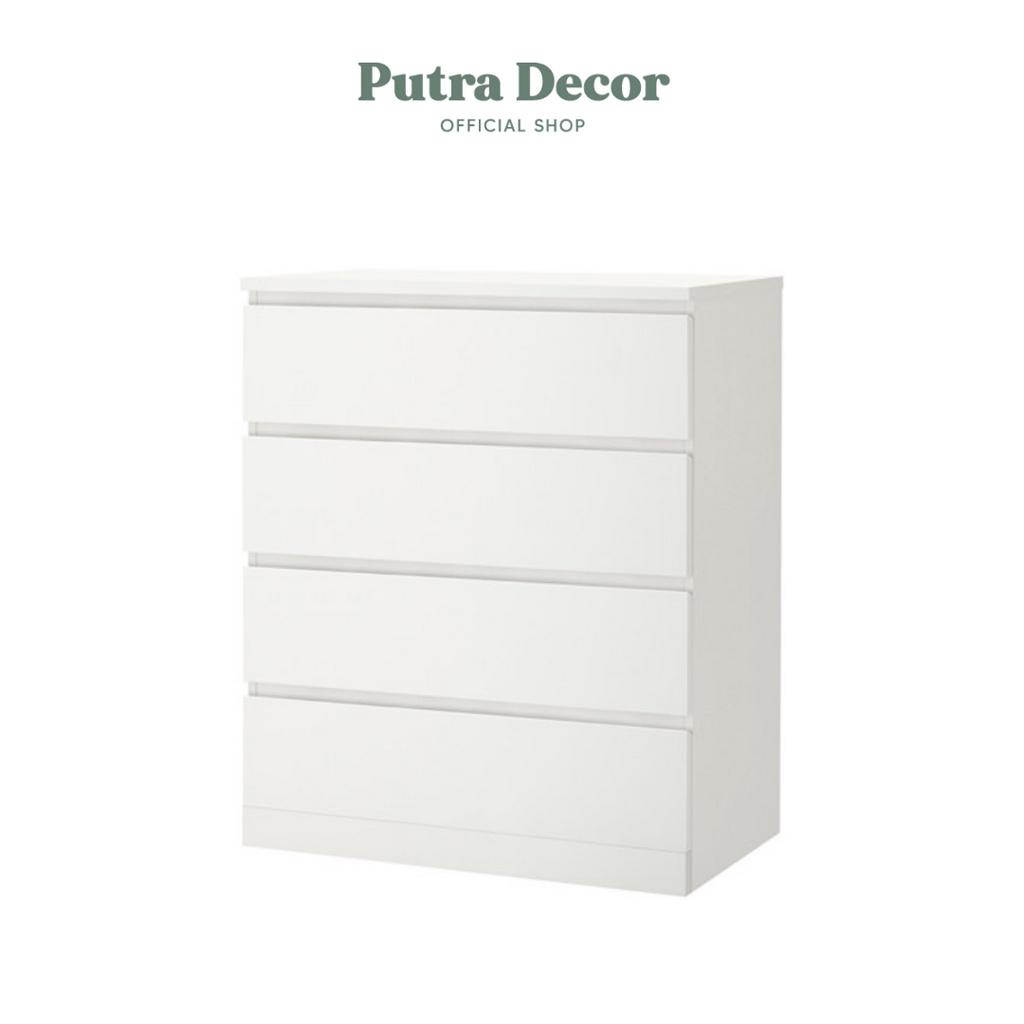 IKEA MALM Lemari 4 laci putih , MALM Drawer Rak Bertingkat Serbaguna Elegan Minimalis Kuat dan Kokoh