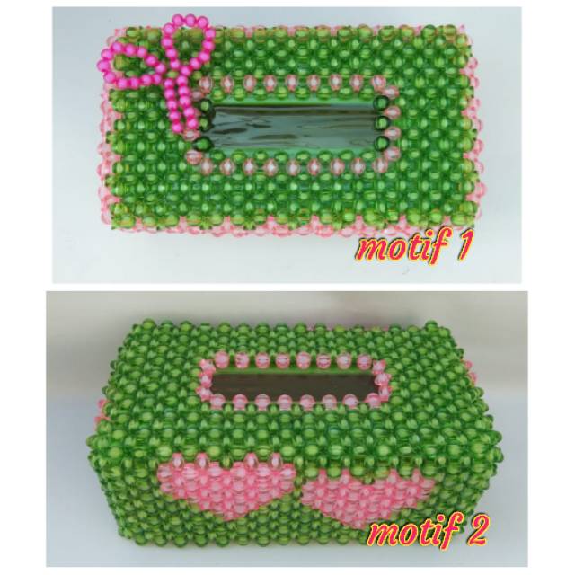Tempat Kotak Tissue Besar Mote Manik Manik
