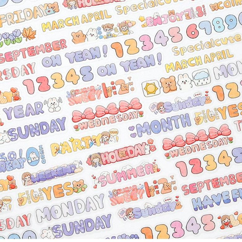 

LANGSUNG BELI Sticker Pack Stiker Dekor Jurnal Book Diary Stiker Motif Tangal Bulan dan Hari Abu Lovely English - TLD23,,