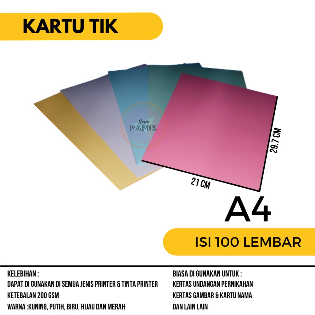 

Kertas Karton TIK A4 isi 100 lembar / Karton Kartu Nama A4