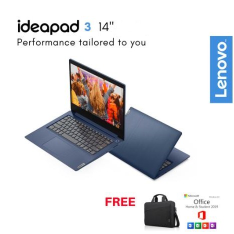 Laptop Sekolah Baru Lenovo Ideapad SLIM 3 14 INTEL N4020 4GB 256GB WIN11HOME + office home student 2 tahun garansi