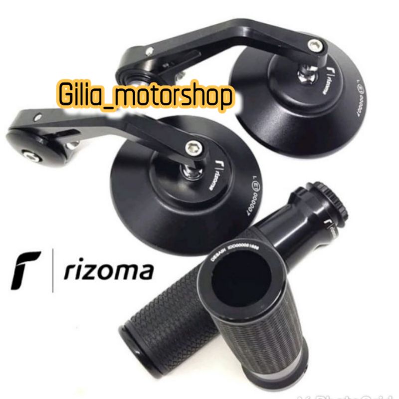 SPION JALU BULAT RIZOMA+HANDGRIP RIZOMA URLO ORIGINAL BLACK EDITION UNIVERSAL MOTOR