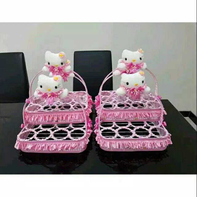 Keranjang aqua hias ,, keranjang air gelas,,,kitty , tempat aqua gelas