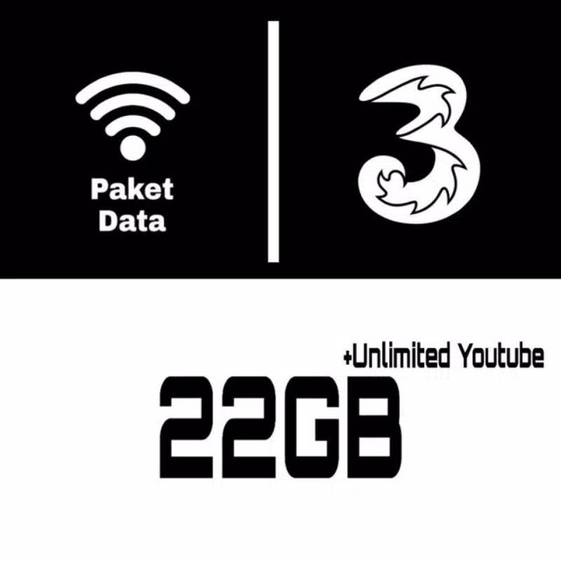 TRI DATA 22GB + UNLIMITED YOUTUBE BERLAKU NASIONAL