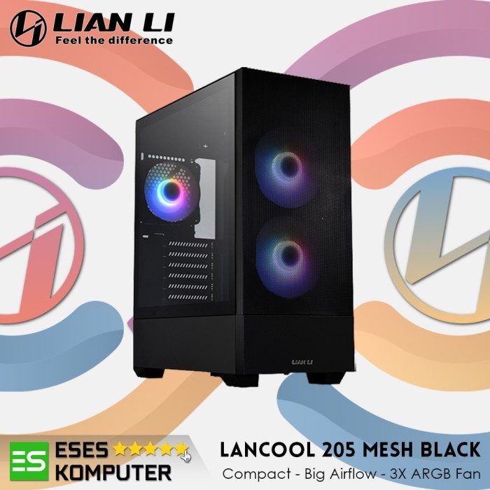 Case LIAN-LI LANCOOL 205 MESH BLACK ARGB | ATX Mid Tower | 3X ARGB Fan