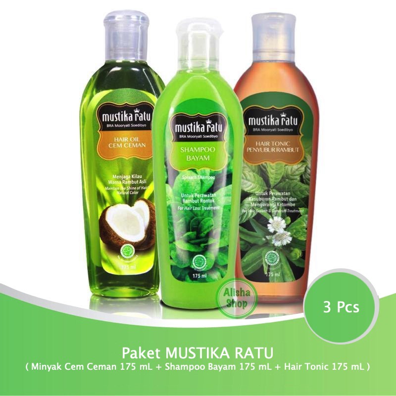 Paket MUSTIKA RATU ( Minyak Cem Ceman 175 mL + Shampoo Bayam 175 mL