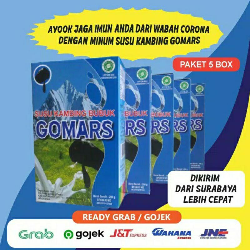 

[Paket 1 kg = 5 kotak] Gomars Susu Etawa Bubuk 200 gram -Bisa Campur varian- BPOM & ED terbaru