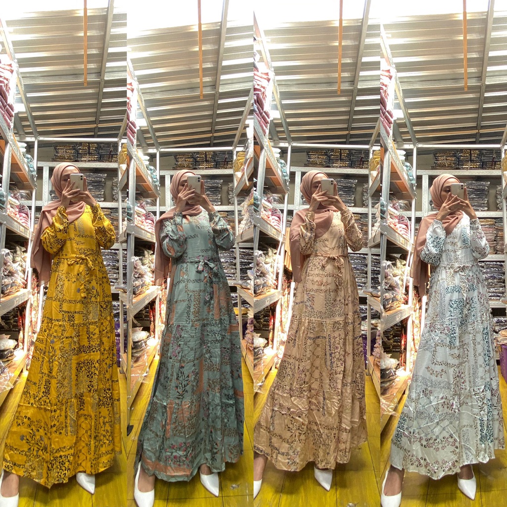 Gamis Bahan Rayon Viscose Premium Terbaru Dress Motif- Gamis Wanita Busui Friendly