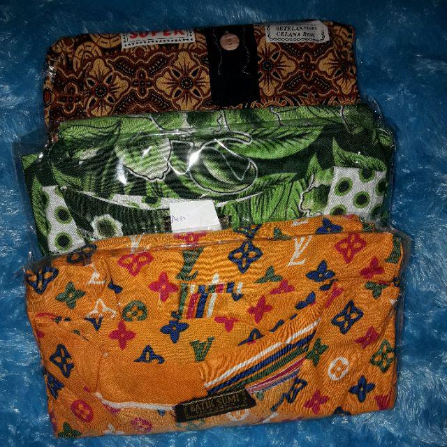 Stelan Kulot Super Batik Sogan Merk Kencana Ungu Label Ijo (kui)