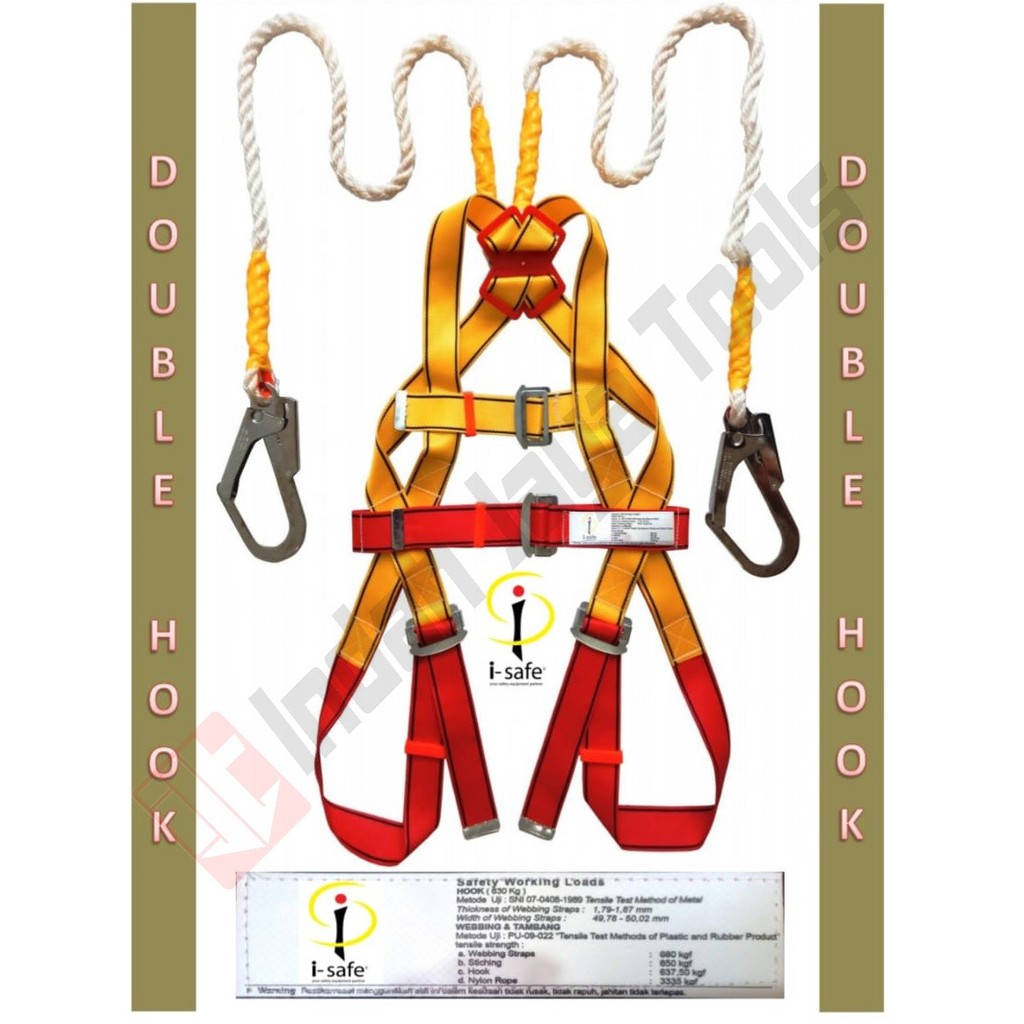 I-SAFE Full Body Harness SNI DOUBLE BIG HOOK - Safety Belt Sabuk Pengaman Harnes