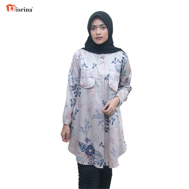 Nisrina Fashion Muslim Tunik Silk Motif Suflir