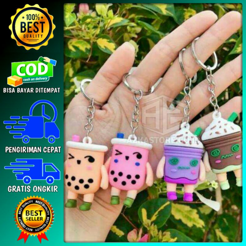 Gantungan Kunci Boba Minuman Warna/Souvenir Kado Pernikahan Gantungan Kunci Lucu/Gantungan Tas/Gantu