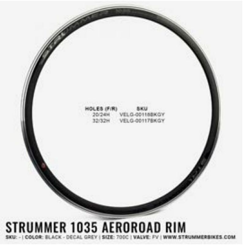 rim velg roadbike balap 700c strummer aeroroad 1035 rimbrake 32h FV HARGA SATUAN