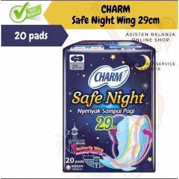 Pembalut CHARM Safe Night Wings 29cm 29 cm isi 20 Pads Butterfly Wing Wings