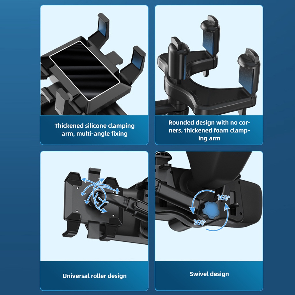 Bracket Dudukan Handphone Multifungsi Rotasi 360 Derajat Untuk Kaca Spion Tengah Mobil