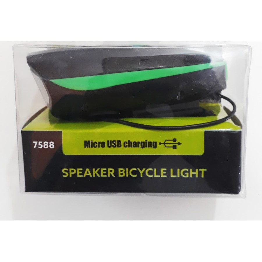 SPEAKER BICYCLE LIGHT RECHARGEABLE BEL ELEKTRIK DAN LAMPU DEPAN SEPEDA aksesoris