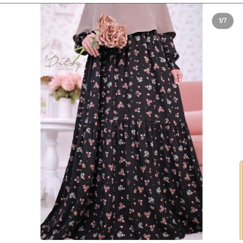 DITSY CIRILLA BLACK NIGHTGOWN MURAH
