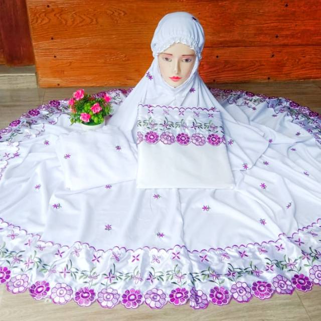 MUKENA MUKENAH RUKUH TELEKUNG  POTONGAN PUTUSAN ATAS BAWAH  DEWASA MOTIF MURAH POLINO PUTIH ADEM COD