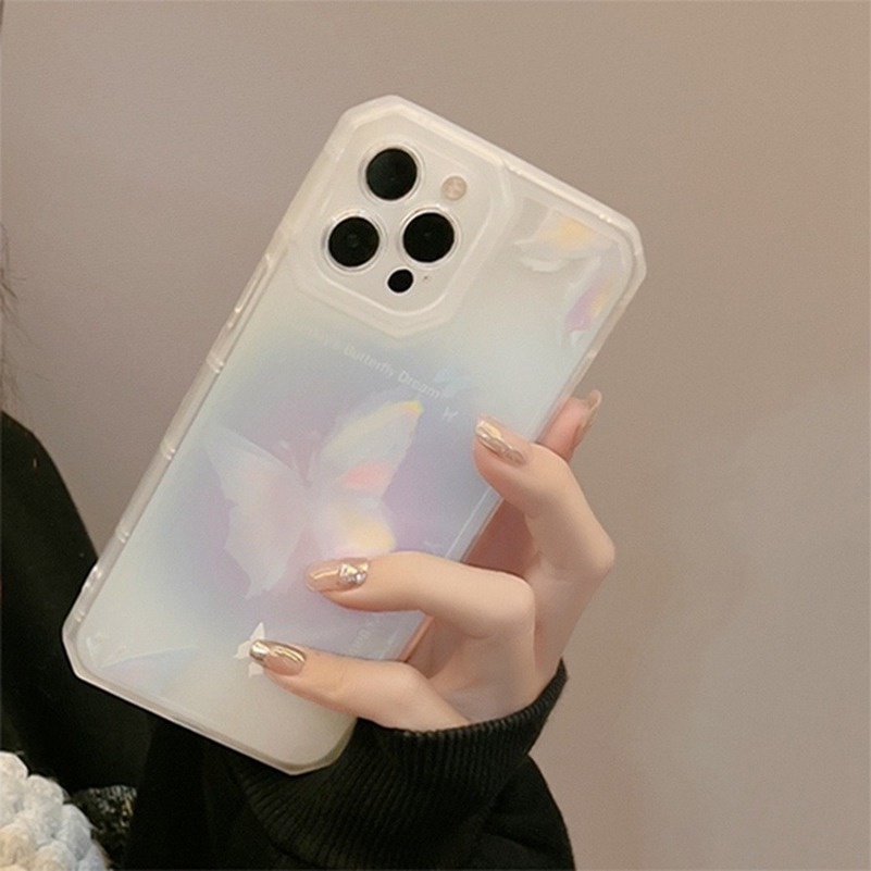 Soft Case Pelindung Kamera Bahan TPU Silikon Desain Kupu-Kupu Untuk iPhone 13 12 11 Pro Max X XR Xs Max 7 8 6s 6 Plus SE 2020