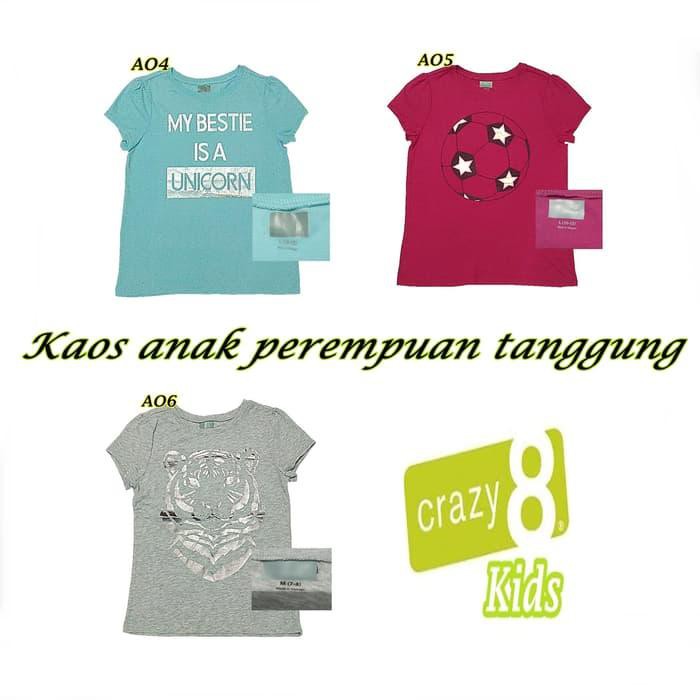 Kaos Anak Perempuan Remaja Tanggung Crazy 8 import branded ori murah Diskon